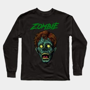 Scary green zombie head Long Sleeve T-Shirt